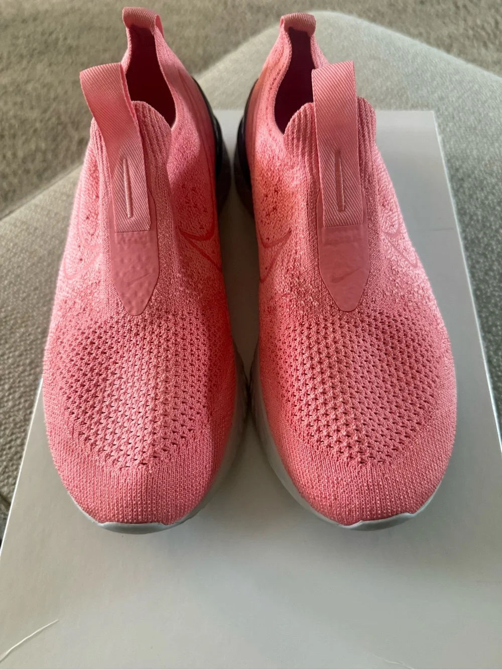 Nike Women's Slip-On Flyknit Running Shoe - Bright Pink with Black Accent